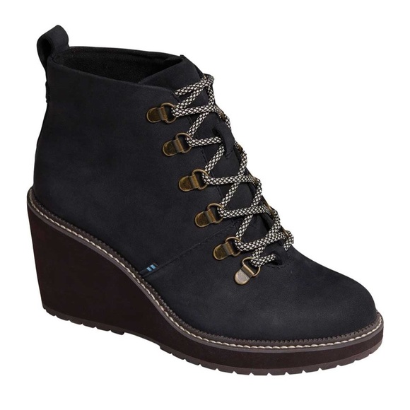 TOMS Women’s Water Resistant Winter Rubber Sole Lace Up Wedge Boots Size 11 New - Picture 2 of 7